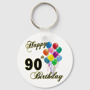 Happy 90th Birthday Gifts and Birthday Apparel Keychain