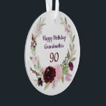 Happy 90th Birthday Grandmother Ornament<br><div class="desc">Birthday Celebration Milestones for Grandparents.  
Some may be for Grandmother and some for Grandfather.
A lovely selection to warm someone's heart</div>