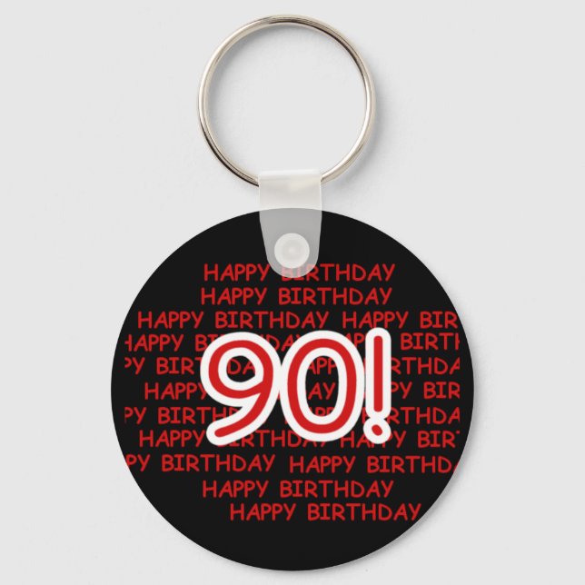 Happy 90th Birthday Keychain (Front)