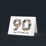 Happy 90th Birthday Number 90 Custom Photo Collage Card<br><div class="desc">Mark ninety years of wonderful memories and adventures with this captivating 90th Birthday Number Photo Collage. This customizable template is the perfect blend of creativity and sentiment, allowing you to create a truly memorable gift for your loved one's special day. Capture the essence of incredible years in a single masterpiece...</div>