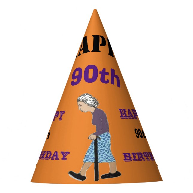 HAPPY 90TH BIRTHDAY PARTY HAT (Front)