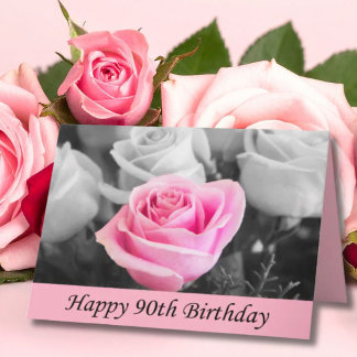 Happy 90th Birthday Rose Photography Card