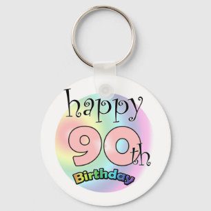 Happy 90th Birthday (roze) Keychain