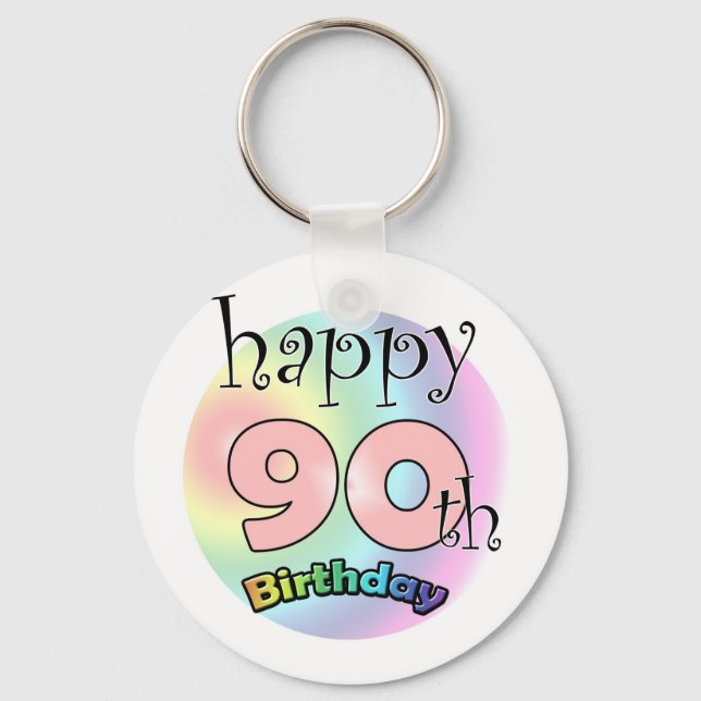 Happy 90th Birthday (roze) Keychain (Front)