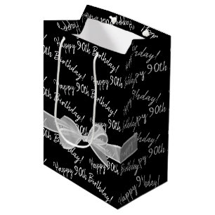 Happy 90th Birthday with bow Medium Gift Bag
