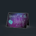 Happy 90th Name Purple Teal Mystical Birthday Card<br><div class="desc">A decorative typographical design with a mystical feel to send your 90th Birthday wishes. Happy Birthday is set in an elegant script typography with ornate swashes, in shades of blue, and the age is in a cordinating typeface along with your recipient’s name, on a watercolor style background in shades of...</div>