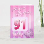 Happy 91st Birthday Grand Mother Great-Aunt Mom Card<br><div class="desc">Greeting side 1: Congratulations on your birthday. Greeting side 2: Thinking of you with love on your birthday and wishing you everything that brings you happiness & joy today and always.</div>
