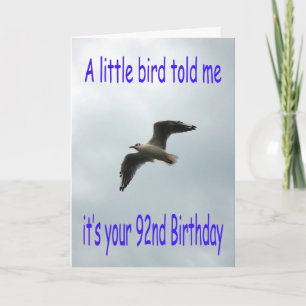 Happy 92nd Birthday Flying Seagull bird Card