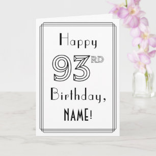 Happy 93rd Birthday, Art Deco Style w/ Custom Name Card