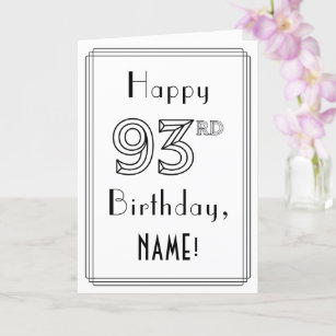 Happy 93rd Birthday, Art Deco Style w/ Custom Name Card
