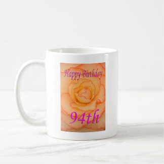Happy 94th Birthday Yellow Flower with Pink Trim Coffee Mug
