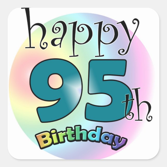 Happy 95th Birthday (blauw) Square Sticker (Front)