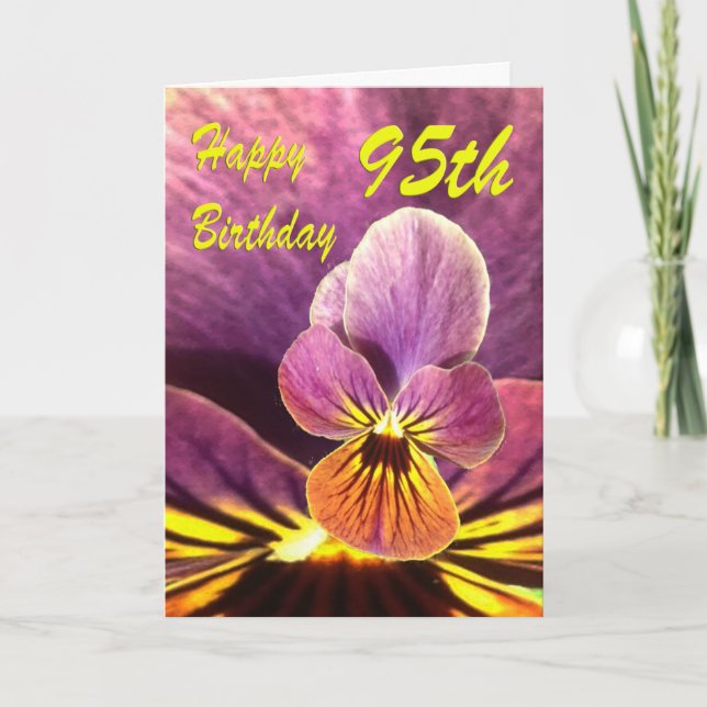 Happy 95th Birthday Flower Pansy Card (Front)