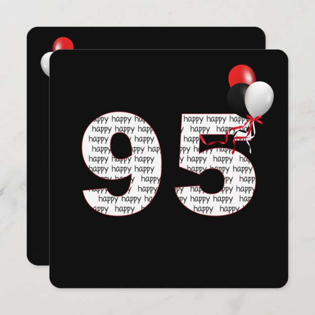Happy 95th Birthday On Black Invitation (Front/Back)