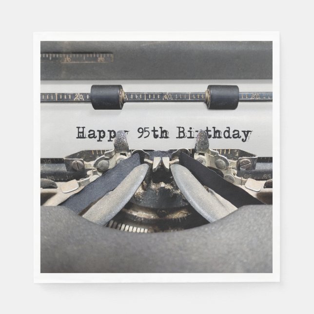 Happy 95th Birthday Retro Typewriter Napkin (Front)