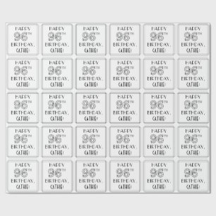 HAPPY 96TH BIRTHDAY; Art Deco Style; Custom Name Wrapping Paper