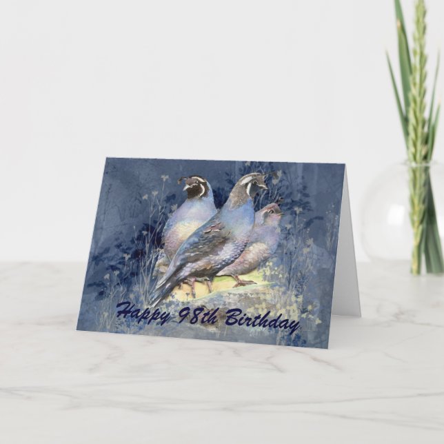 Happy 98th Birthday  California Quail Bird Card (Front)