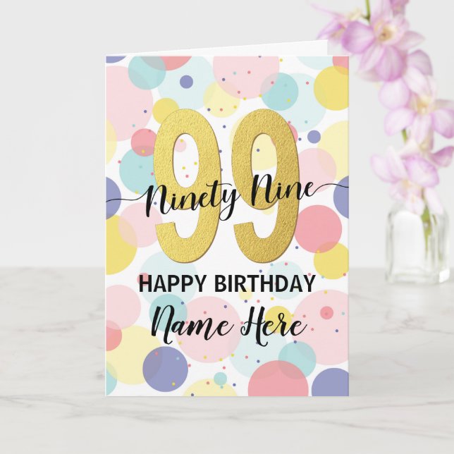 Happy 99th Birthday Pastel Rainbow Gold Woman Card (Orchid)