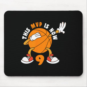 Happy 9 Birthday 9 Year Old Mvp Bysketbyll 9th Bir Mouse Pad