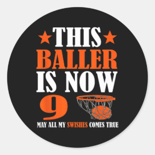 Happy 9th Birthday Basketball 9th Birthday  Classic Round Sticker