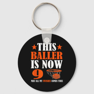 Happy 9th Birthday Basketball 9th Birthday Keychain