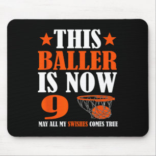 Happy 9th Birthday Basketball 9th Birthday Mouse Pad