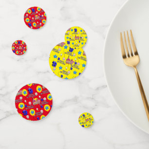 Happy 9th Birthday Confetti, #9 Yellow & Red Confetti