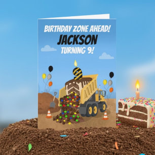 Happy 9th Birthday Dump Truck Card