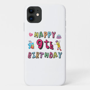 Happy 9th Birthday for 9 year old Kids B-day iPhone 11 Case