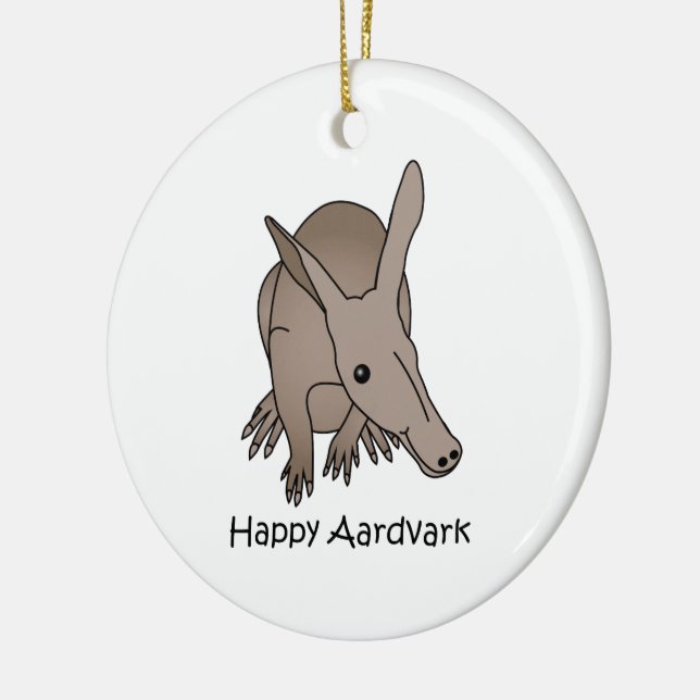 Happy Aardvark Ceramic Ornament (Left)