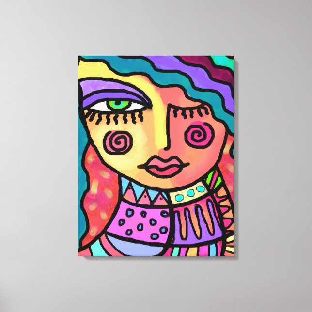 Happy Abstract Digital Portrait of a Woman Canvas Print (Front)