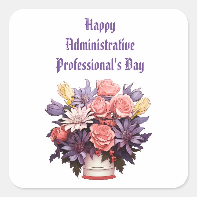 Happy Administrative Professionals Thank You card Square Sticker (Front)