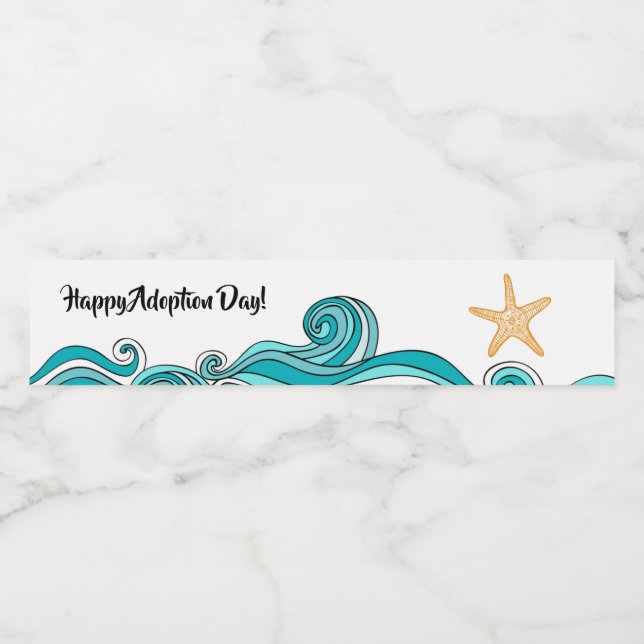 Happy Adoption Day Water Bottle Label (Single Label)