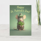 Happy Adorable Mouse St. Patrick's Day