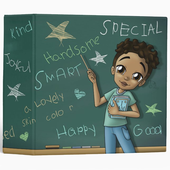 Happy African American Boy with Affirmations Binder (Front/Spine)