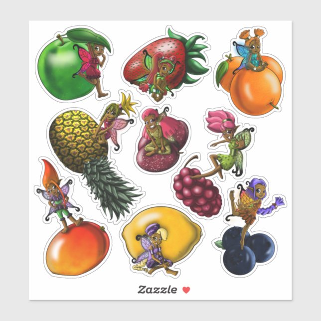 Happy African American Fairies Fruits (Sheet)