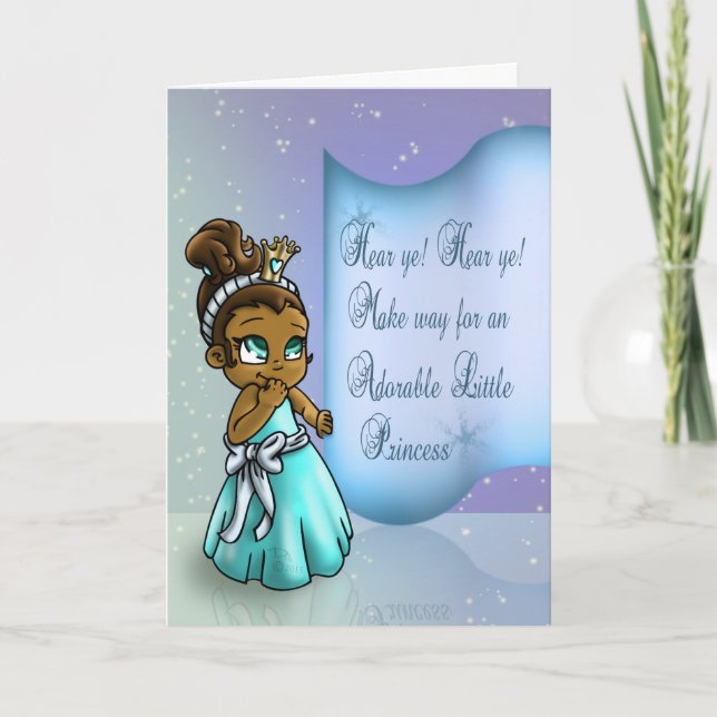 Happy African American Princess Birthday Card (Front)