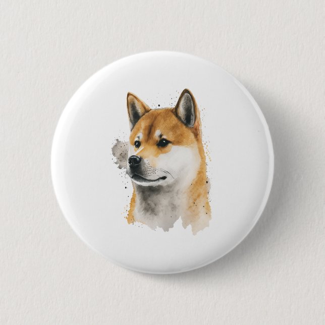 Happy Akita Dog  2 Inch Round Button (Front)