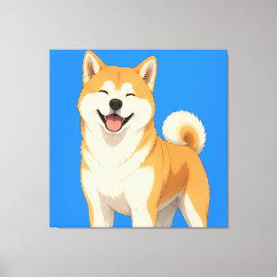 Happy Akita Dog Design Canvas Print