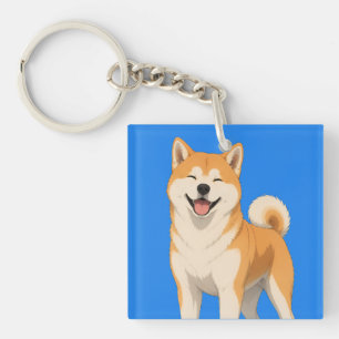 Happy Akita Dog Design Keychain