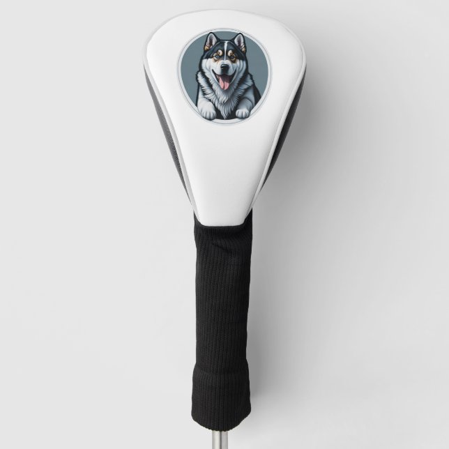 happy Alaskan Malamute Puppy  Golf Head Cover (Front)
