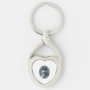 happy Alaskan Malamute Puppy Keychain