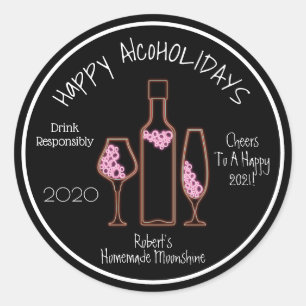 Happy AlcoHOLIDAYS Personalized Classic Round Sticker