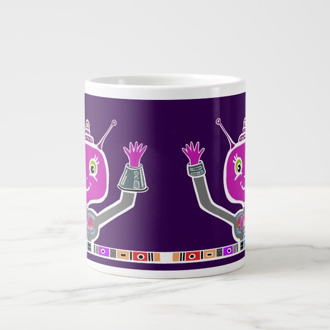 Happy Alien Robot Large Coffee Mug (Front)