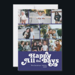 Happy All the Days Photo Hanukkah Holiday Card<br><div class="desc">These 5" x 7" flat holiday Hanukkah greeting cards feature a minimalist design with the greeting,  "Happy All the Days, " in white letters on a royal blue background with placeholders for eight (8) of your favourite photos,  family name(s) and year.</div>