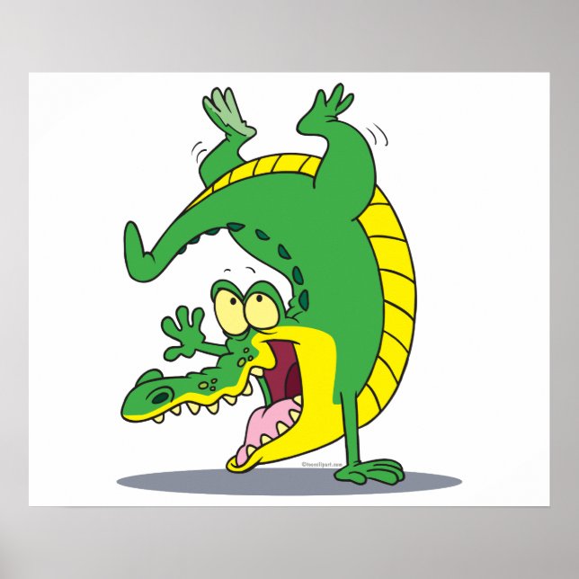 happy alligator crocodile cartoon dancing poster (Front)