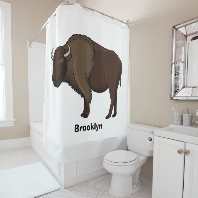 Happy American bison buffalo illustration (In Situ)