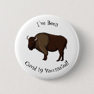 Happy American bison buffalo illustration 2 Inch Round Button