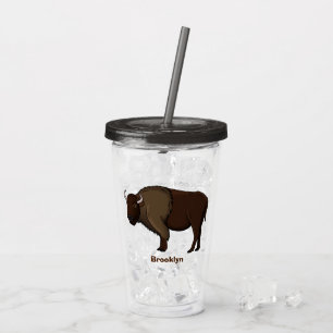 Happy American bison buffalo illustration Acrylic Tumbler