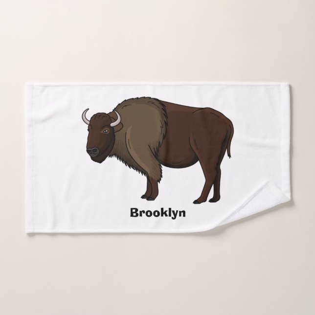 Happy American bison buffalo illustration Bath Towel Set (Hand Towel)